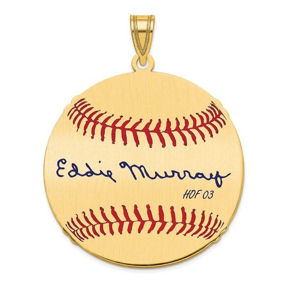 14K Gold Plated Eddie Murray Signature LG Enamel Baseball Pendant